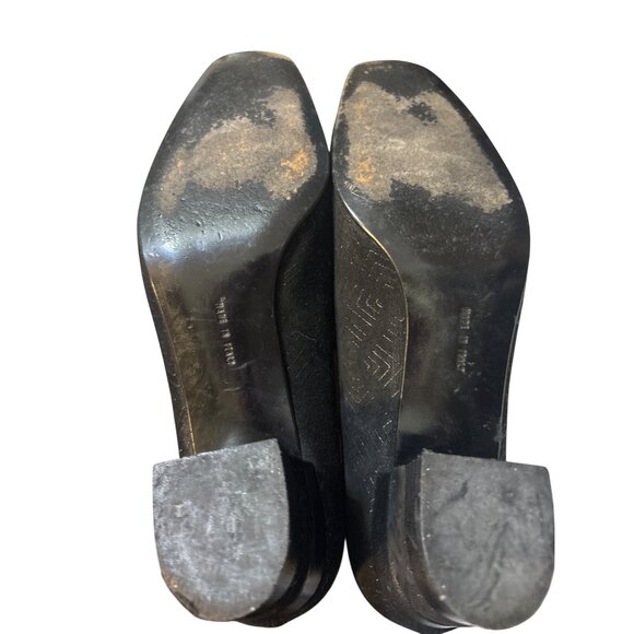 Vintage Ferragamo Black Geometric Textured Heeled Pumps Size 7 - Picture 6 of 7